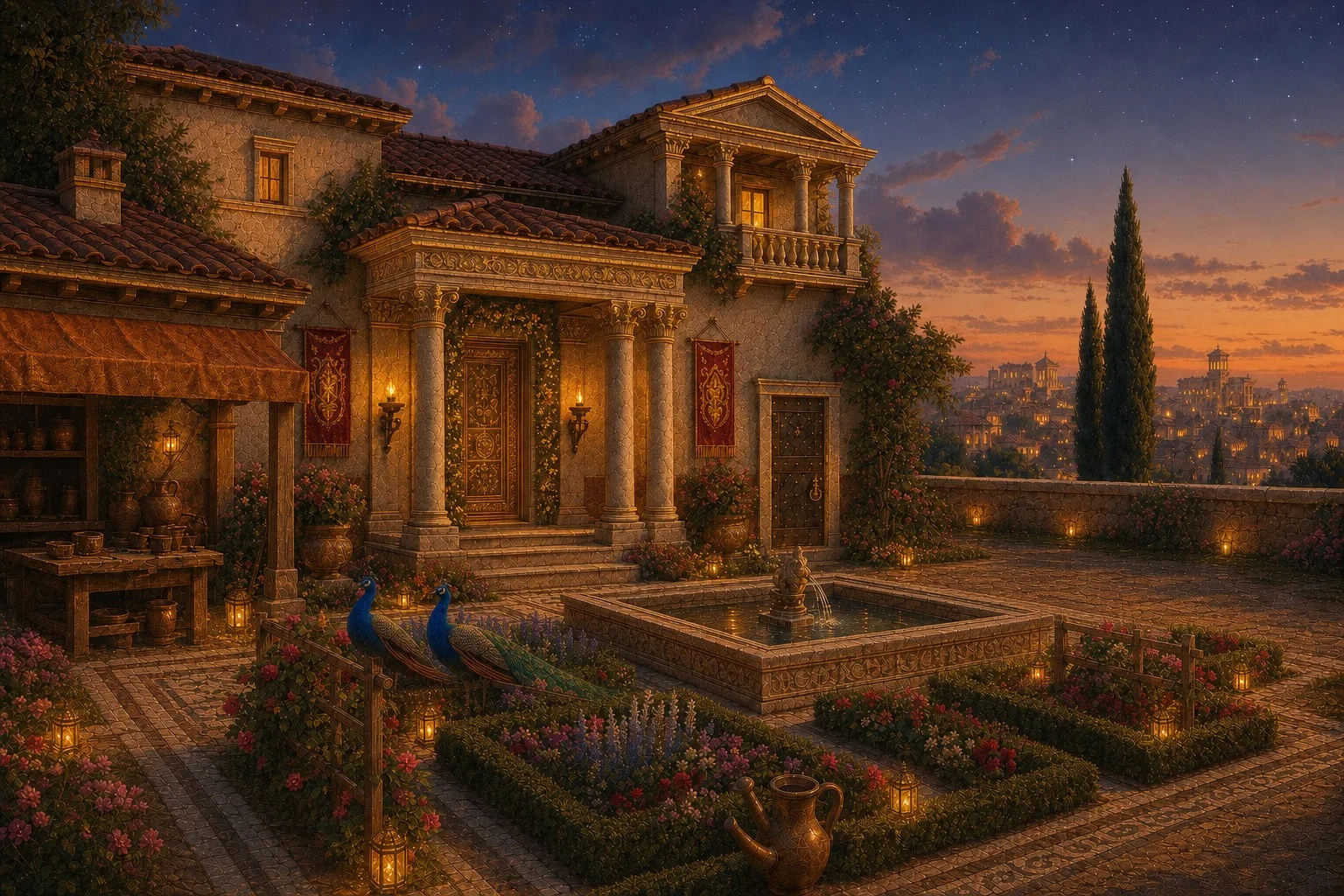 A prosperous Roman villa courtyard